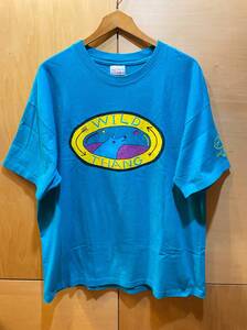 古着 Camp Jewell YMCA Tシャツ アメリカ ビンテージ XL シングルステッチ USA製 Hanes アニマルプリント WILD THANG ターコイズブルー