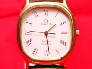 ■♪価格高騰! 資産価値！ 稼働 電池新品 メンズ ビンテージ 高級超レア！ OMEGA オメガ Deville デビル クオーツ ベルト新品 尾錠純正