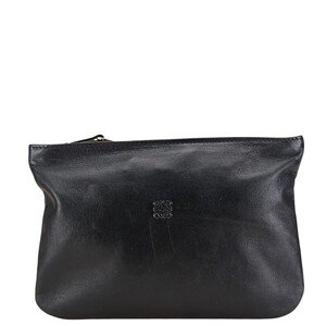 ロエベ アナグラムロゴ ポーチ 化粧ポーチ ブラック レザー レディース LOEWE 【中古】