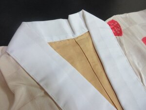 1円 良品 正絹 長襦袢 縮緬 式典 和装 和服 白 桃色 絞り 色紙 鹿の子 おしゃれ 袷 身丈122cm 裄64cm【夢職】★★★