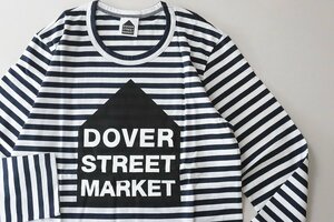 美品★ DOVER STREET MARKET ◆ プリント ボーダー 長袖 Tシャツ (紺×白) Sサイズ コムデギャルソン ドーバーストリートマーケット◆BT14