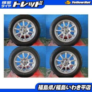 ★いわき★ 中古175/65R14ホイールセット 14ｘ5.5J+40 4/100 ダンロップWM02 フィット キューブ サクシード等送料無料！