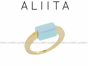 保管品9.7万◎ALIITA★アリータ◎9KYG 指輪 ライトブルーアゲート ゴールド ジュエリー リング ＃15 天然石