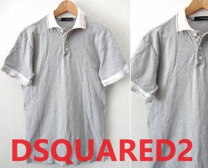 イタリア製■DSQUARED2:ディースクエアード■袖リブ ロゴ コットン ポロシャツ■グレー■Lsize