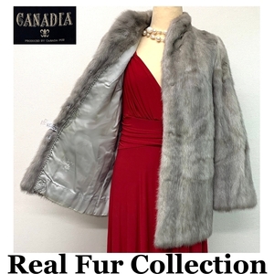 毛皮コート サファイアミンク CANADIA MINK リアルファー realfur 本物毛皮 ミディアム丈 着丈70cm 裾周囲110cm club藤(589)