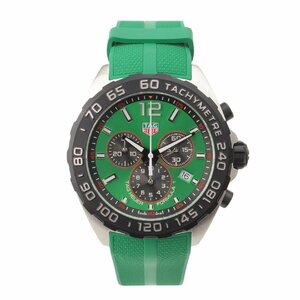 【タグホイヤー】Tag Heuer　メンズ フォーミュラ1 クロノグラフ 腕時計 SS×ラバー QZ グリーン文字盤 【中古】【正規品保証】208301