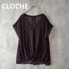 CLOCHE  クロシェ　シアー　花柄　フレンチスリーブ　ブラウス