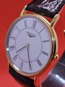 稼働品 美品 正規品 LONGINES ロンジン l4.637.2 メンズ腕時計 ゴールド ホワイト 電池交換済み G1609