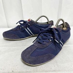 和333★ newbalance ニューバランス ローカット スニーカー シューズ 切り替え 24.5 ネイビー レディース