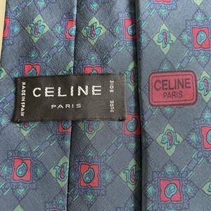 CELINE(セリーヌ) ネイビー勾玉マカダム柄ネクタイ