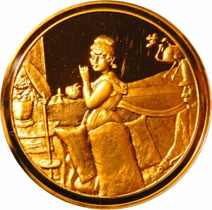 2 画家 エドゥアール・マネ パリ造幣局 限定版 印象派展100周年 1877年作 ナナ 彫刻 純金張り 24KTゴールド 純銀製 アート メダル コイン