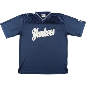 古着 リー Lee MLB NEW YORK YANKEES ニューヨークヤンキース メッシュ Vネック ベースボールTシャツ メンズXL /eaa445668