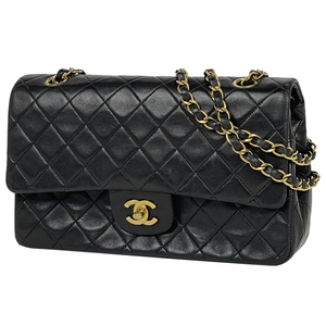 シャネル CHANEL マトラッセ Wフラップ チェーン ショルダーバッグ ココマーク レザー ブラック A01112 レディース 【中古】