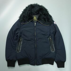 HYSTERIC GLAMOUR ヒステリックグラマー 襟ファーナイロンプリマロフト中綿ジャケット ブルゾン F ネイビー 0123AB02