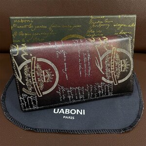 最上級 定価17万 特注限定品◆UABONI*ユアボニ*幻のパティーヌ*二つ折り 長財布*EU製◆カリグラフィー ゴールデン 手染 本革