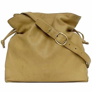 ロエベ ショルダーバッグ フラメンコ キャメルブラウン アナグラム 巾着 バッグ レザー ナッパレザー 中古 LOEWE