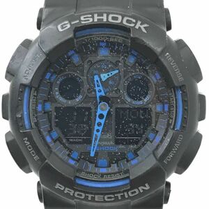 CASIO カシオ G-SHOCK ジーショック 腕時計 GA-100-1A2 クオーツ アナデジ ラウンド ブラック 樹脂ベルト ウォッチ 箱付 電池交換済 動作OK