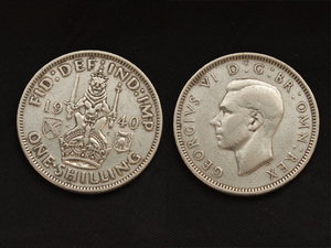 【イギリス】 1940年 Shilling シリング 銀貨 世界大戦戦時下