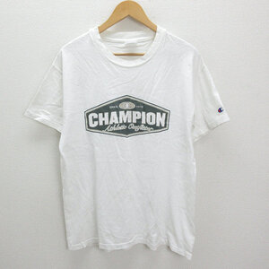 Z■90年代・USA製■チャンピオン/CHAMPION プリントTシャツ■白【メンズL】MENS/ヴィンテージ/旧タグ/41【中古】■