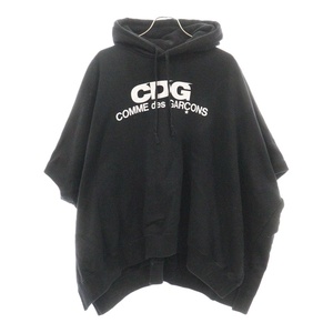 COMME des GARCONS コムデギャルソン CDZ ロゴプリントスウェットポンチョパーカー オーバーサイズ ドルマンフーディ ブラック SZ-T018