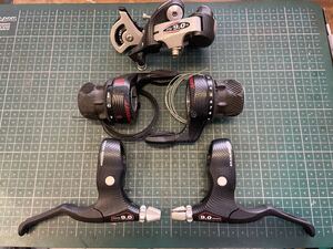 中古美品 SRAM ESP 9.0 BL GripShifter 2nd edition RD ３点セット Ｖブレーキ仕様 3x9速 シフトワイヤー中古　