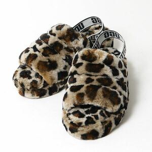 2019年 完売 貴重★UGG / FLUFF YEAH SLIDE LEOPARD 25cm★未使用新品/アグ サンダル レオパード 豹柄 ゆきぽよ愛用 シープスキン スリッパ