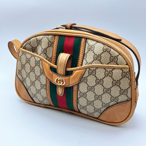 オールドグッチ GG柄 シェリーライン ショルダーバッグ セカンドバッグ GUCCI 1970年代　レア