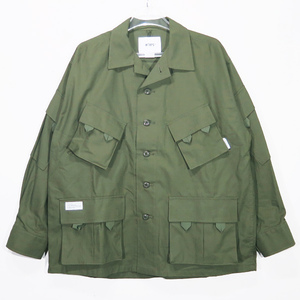 WTAPS ダブルタップス 21AW MODULAR/LS/COTTON.RIPSTOP モジュラー ロングスリーブ コットン リップストップ シャツ 長袖 オリーブ Octz