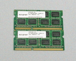 ☆SUNEAST　メモリー 4GB×２枚/DDR3L-1333/PC3L-10600[897]