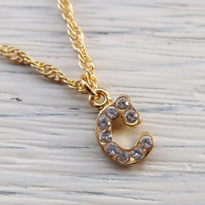 The Delight INITIAL PAVE PENDANT イニシャル　パヴェ　ペンダント　ネックレス　スワロフスキー　ゴールド Ｃ