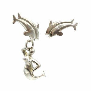 ジョージ ジェンセン シルバー925 ドルフィン イルカ マーメイド 人魚 イヤリング 0131 GEORG JENSEN