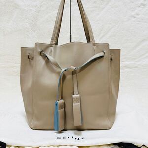 CELINE ベージュ　トートバッグ　レザー　カバファントム　タッセル　保存袋　 ハンドバッグ レザー 本革 ショルダーバッグ