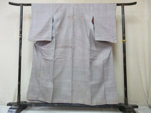 1円 中古 正絹 着物 江戸小紋 紅絹 和装 和服 鮫 紋なし 紫 アンティーク 大正ロマン 可愛い お洒落 高級 袷 身丈148cm 裄62cm【夢職】★★