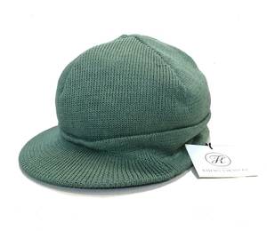 未使用 KIJIMA TAKAYUKI キジマタカユキ リネン つば付きニットキャップ 帽子 グリーン系 送料250円