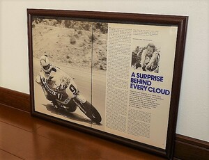 1974年 USA 洋書雑誌記事 額装品 Gary Nixon x Suzuki Triple 750 at Loudon / 検索用 スズキ GT750 ( A3サイズ・雑誌見開きサイズ ) 