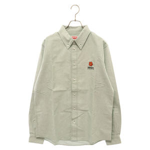 KENZO ケンゾー BOKE CREST OXFORD SHIRT ロゴ刺繍 オックスフォード 長袖シャツ グリーン FD55CH4109LO