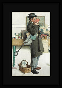 FNR033B-ノーマン・ロックウェル Norman Rockwell アメリカ 画家 イラストレーター America フレーム有 マット有 黒マット 模写
