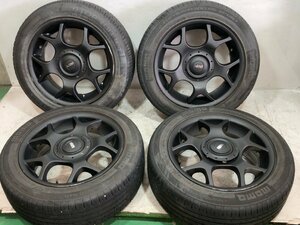 8分山 MOMO TOPRUNM300 195/55R16 91V 2022年 ミニ純正アルミ 16x6.5J +48 4H 100 ハブ径56ｍｍ 4本 ノーマルタイヤ