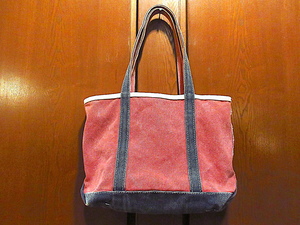 L.L.Beanキャンバストートバッグ赤×紺●241213m1-bag-ttビーントートロングハンドルデラックスカラーツートン鞄