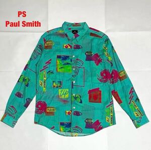 【人気】PS Paul Smith　ポールスミス　UFOチェイサープリントシャツ　総柄シャツ　長袖シャツ　サーモグラフ　定価19,800円　102315 149TN