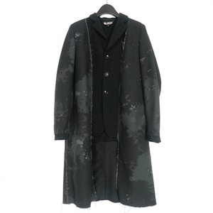 ブラックコムデギャルソン BLACK COMME des GARCONS インサイドアウト ドッキング チェスターコート ジャケット S ブラック 黒 1B-J003