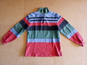 Ralph Lauren　長袖ハーフジップシャツ　ボーダー柄　polo 90s