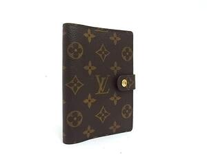 1円 ■新品同様■ LOUIS VUITTON ルイヴィトン R20005 モノグラム アジェンダPM 6穴式 手帳カバー スケジュール帳 ブラウン系 FJ2376