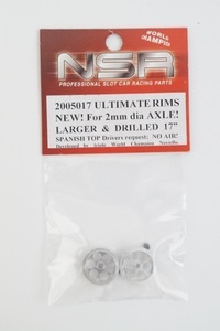 新品 NSR 1/32 ULTIMATE RIMS NEW For 2mm dia AXLE LARGER & DRILLED 17 アルミホイール 2005017 スロットカー