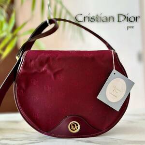 正規品 Cristian Dior ディオール レザーショルダーバッグ＊レディース 牛革 本革 ボルドー 赤 レッド 肩掛け 斜め掛け オールド CD