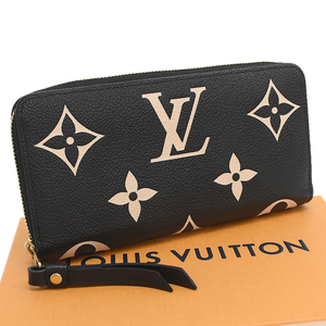 新品同様 ルイヴィトン ジッピーウォレット M80481 モノグラム アンプラント レザー ブラック LOUIS VUITTON