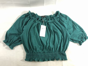 新品 To b. by agnes b アニエスベー 5分袖 フリルギャザーチュニック M 緑