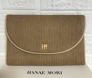 no25848 HANAE MORI ハナエモリ レザー ペーパー クラッチバッグ ポーチ ☆