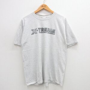 XL/古着 半袖 ビンテージ Tシャツ メンズ 00s X-TREME 大きいサイズ クルーネック 薄グレー 霜降り 24jul19 中古