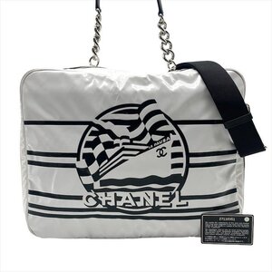 1円 良品 激レア CHANEL シャネル クルーズ コレクション 2WAY SV金具 パテント ハンド ショルダー バッグ ホワイト 斜め掛け a6797